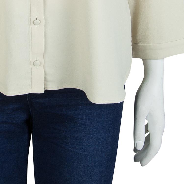 Pre Owned Erdem Beige Contrast Lace Detail Long Sleeve Buttondown Shirt L