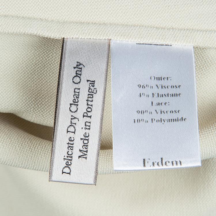 Pre Owned Erdem Beige Contrast Lace Detail Long Sleeve Buttondown Shirt L