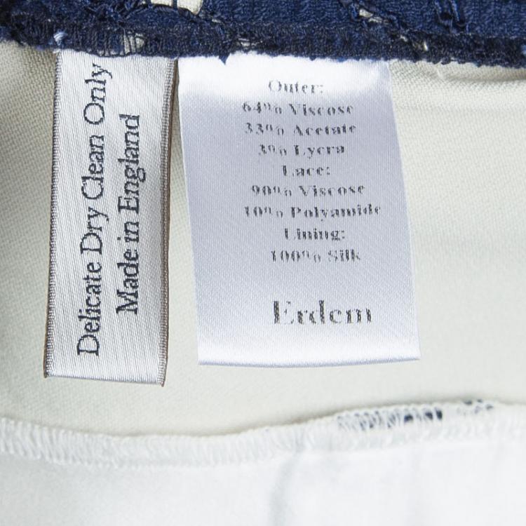 Pre Owned Erdem Navy Blue Floral Lace Trousers L