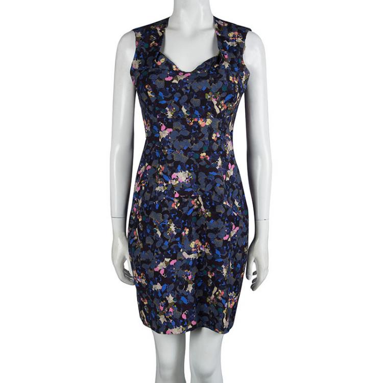 Pre Owned Erdem Multicolor Floral Print Fitted Sleeveless Dress M