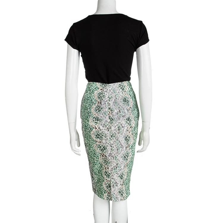 Pre Owned Ermanno Scervino Multicolor Floral Lace Pencil Skirt M