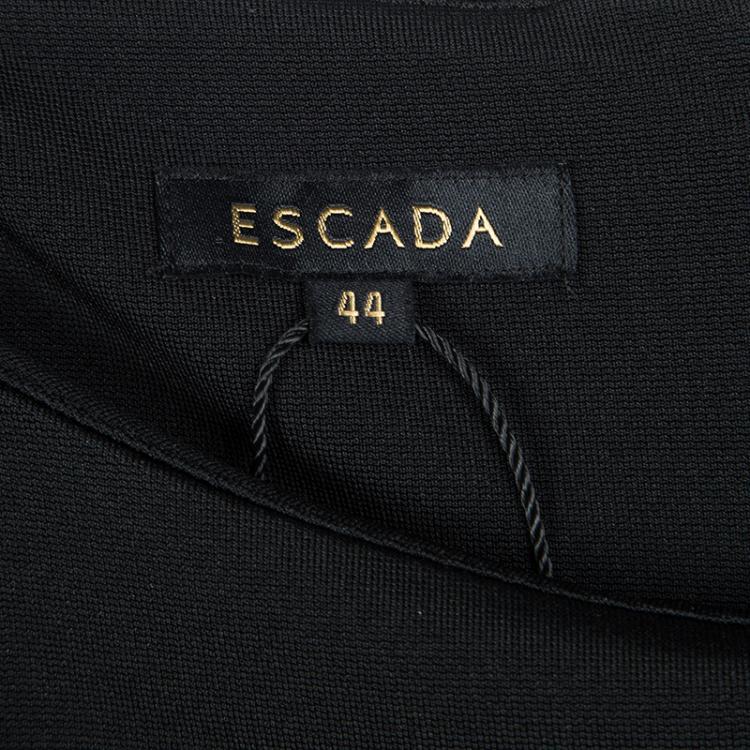 Pre Owned  Escada Black Waist Plaque Detail Short Sleeve Dress M