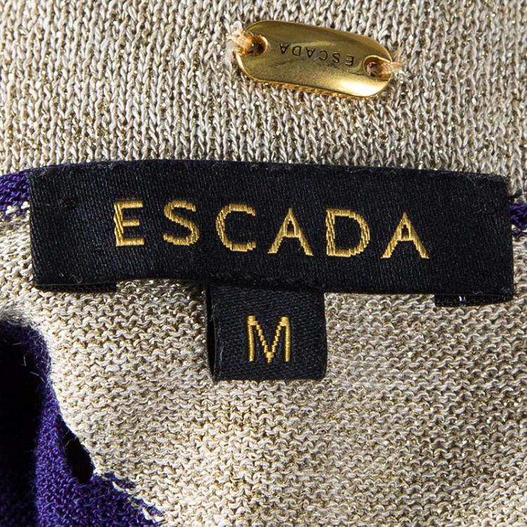 Pre Owned Escada Colorblock Knit Metallic Panel Detail Oversized Tunic M