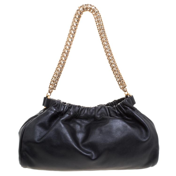 Pre Owned Escada Black Leather Shoulder Bag