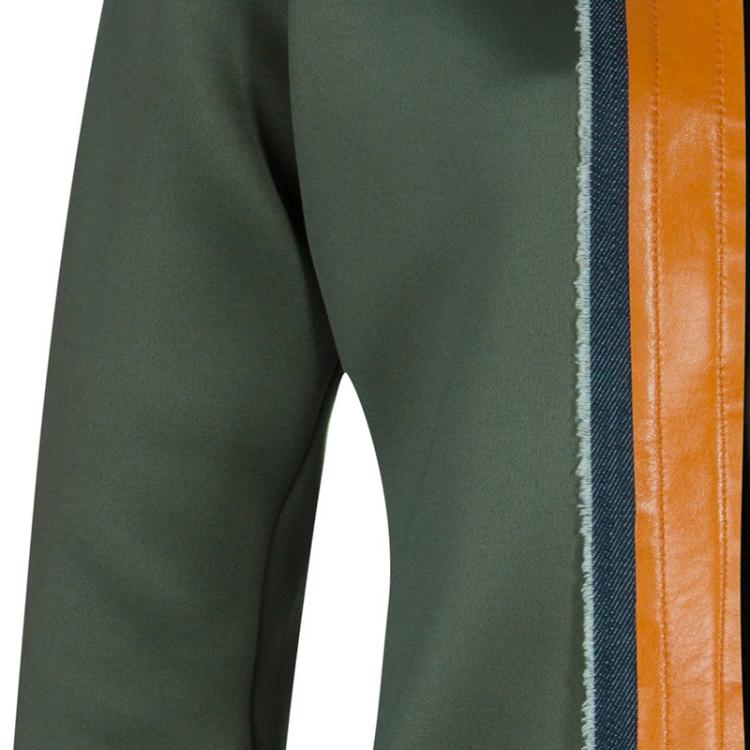 Pre Owned Essa Walla Olive Green Contrast Trim Neoprene Cardigan M/L