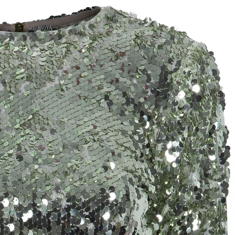 Pre Owned Essa Walla Gold Sequin Crop Top S