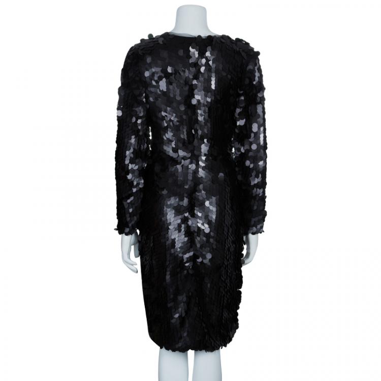 Pre Owned Essa Walla Black Paette Embellished Long Sleeve Dress S/M