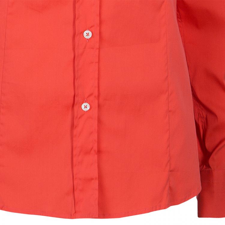 Pre Owned Etro Orange Cotton Button Down Shirt M