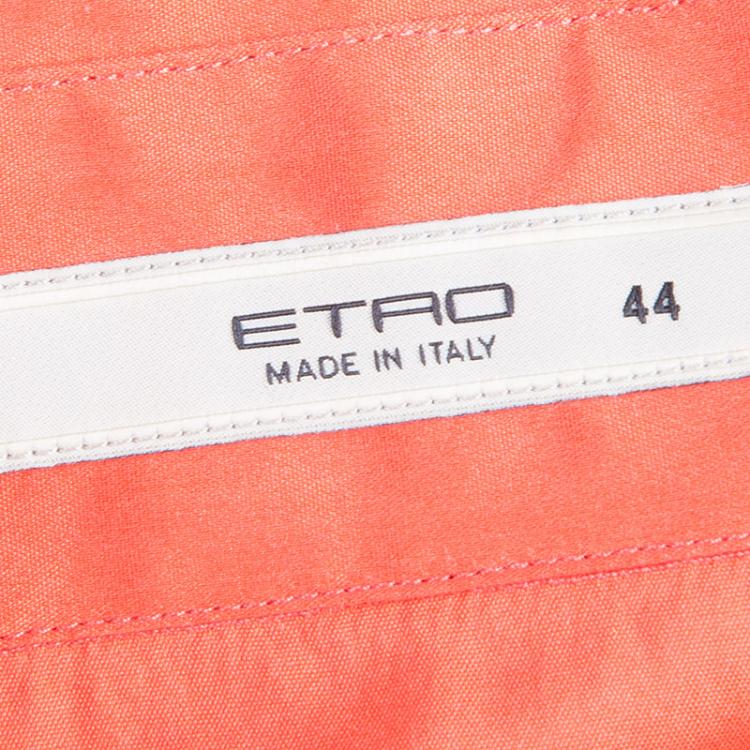 Pre Owned Etro Orange Cotton Button Down Shirt M