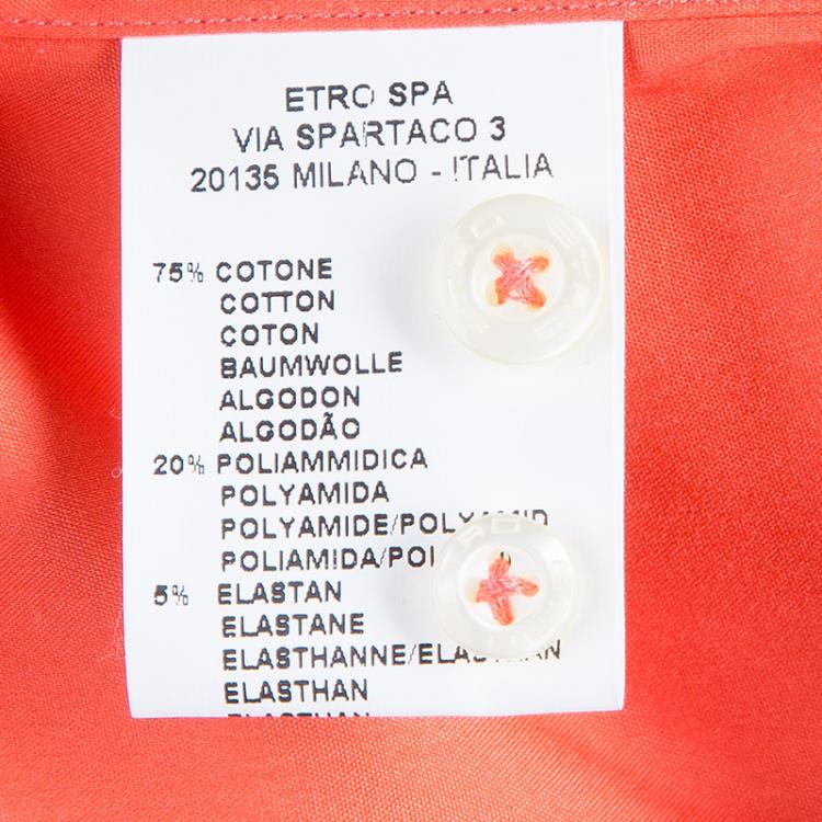 Pre Owned Etro Orange Cotton Button Down Shirt M
