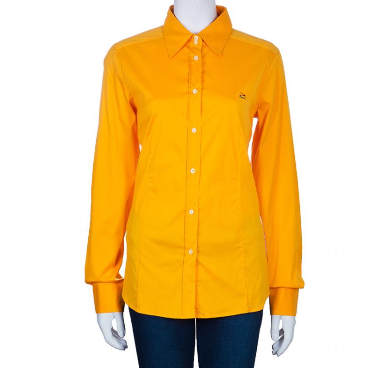 Pre Owned Etro Mustard Cotton Button Down Shirt L