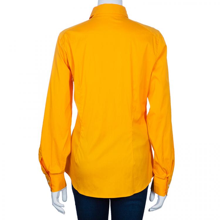 Pre Owned Etro Mustard Cotton Button Down Shirt L