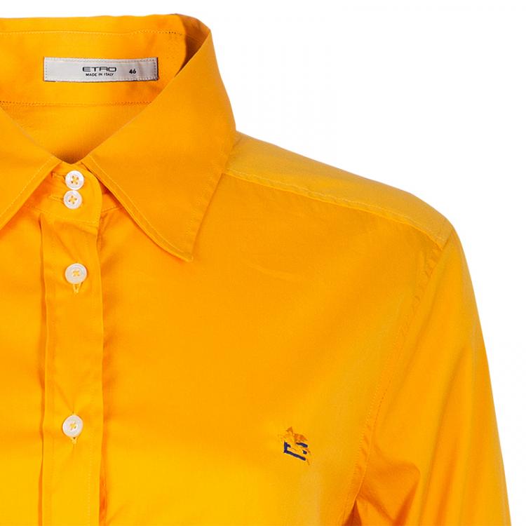 Pre Owned Etro Mustard Cotton Button Down Shirt L