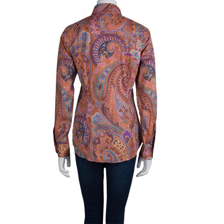 Pre Owned Etro Multicolor Printed Cotton Long Sleeve Button Front Shirt M