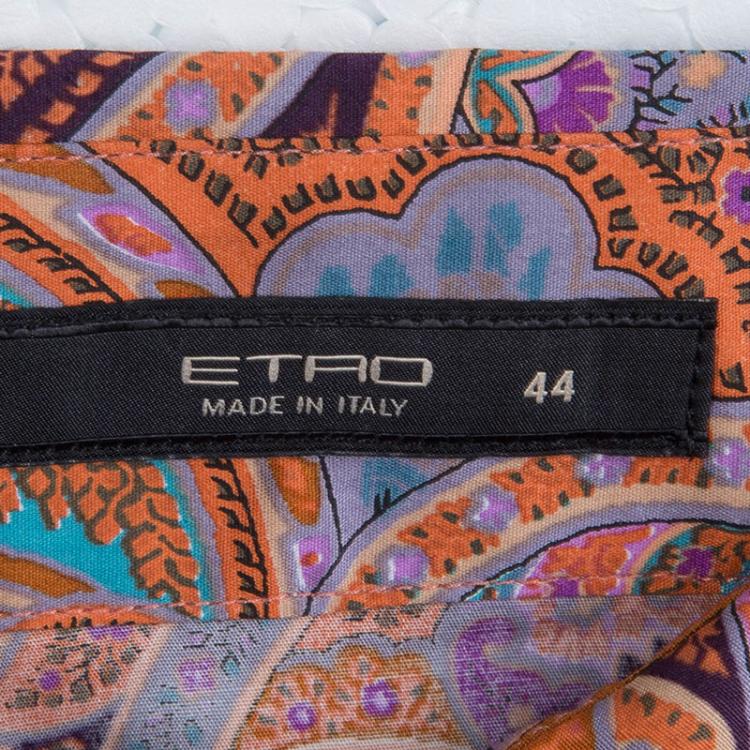 Pre Owned Etro Multicolor Printed Cotton Long Sleeve Button Front Shirt M