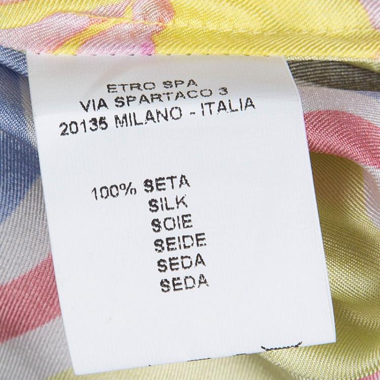 مملوكة مسبقًا Etro Yellow Floral Printed Silk Long Sleeve Button Front Shirt L