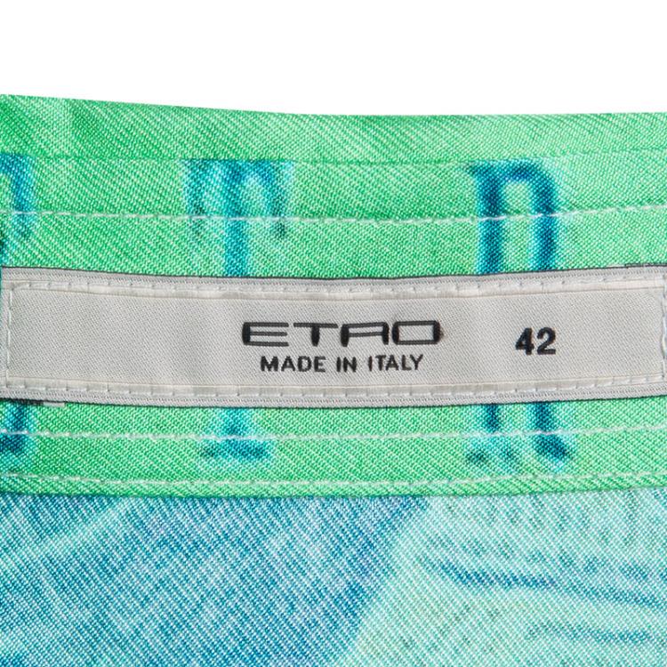 مملوكة مسبقًا Etro White Printed Silk Long Sleeve Button Front Shirt M
