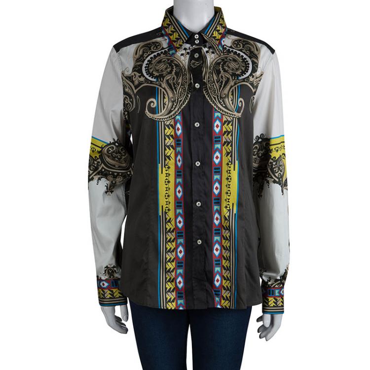 Pre Owned Etro Multicolor Printed Long Sleeve Button Front Cotton Shirt XL