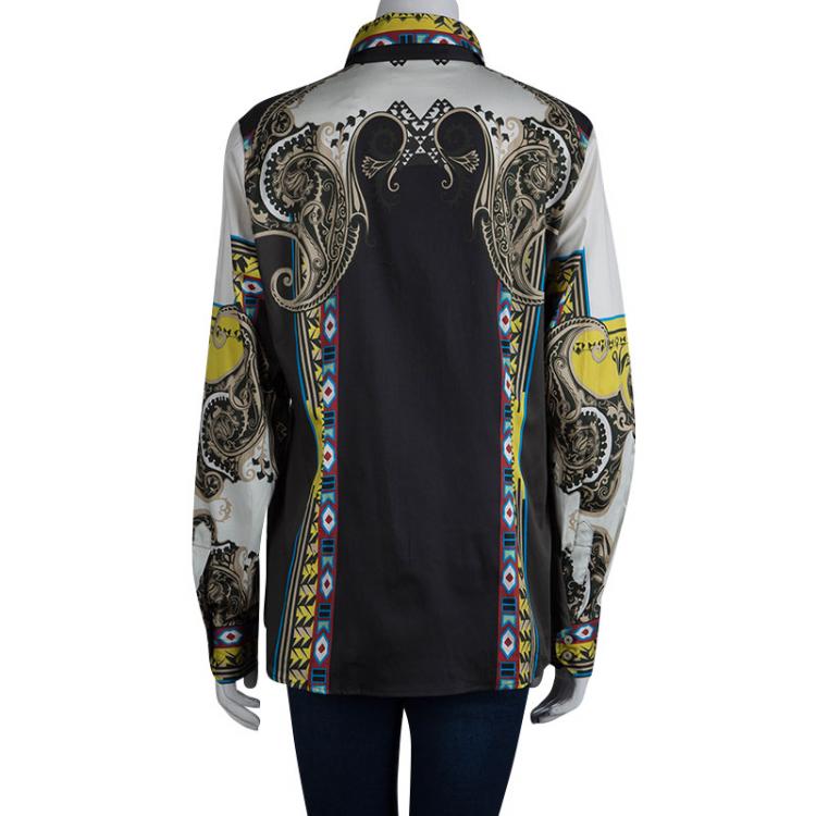 Pre Owned Etro Multicolor Printed Long Sleeve Button Front Cotton Shirt XL