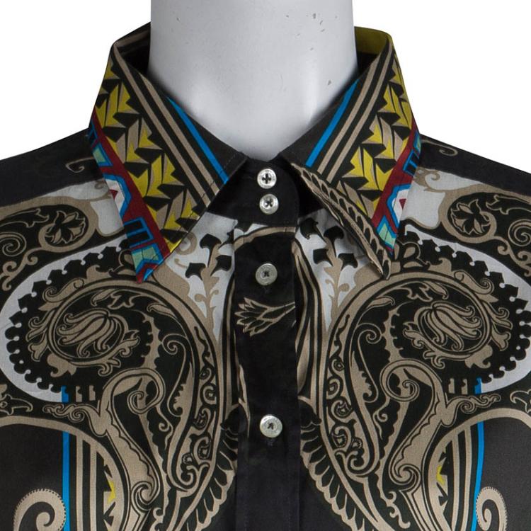Pre Owned Etro Multicolor Printed Long Sleeve Button Front Cotton Shirt XL