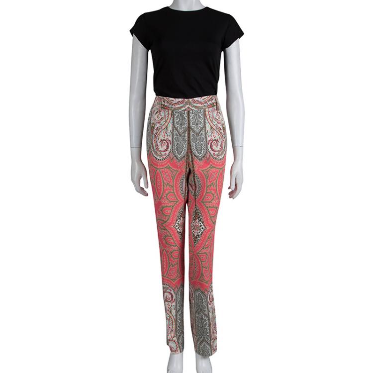 Pre Owned Etro Multicolor Paisley Printed Trousers L
