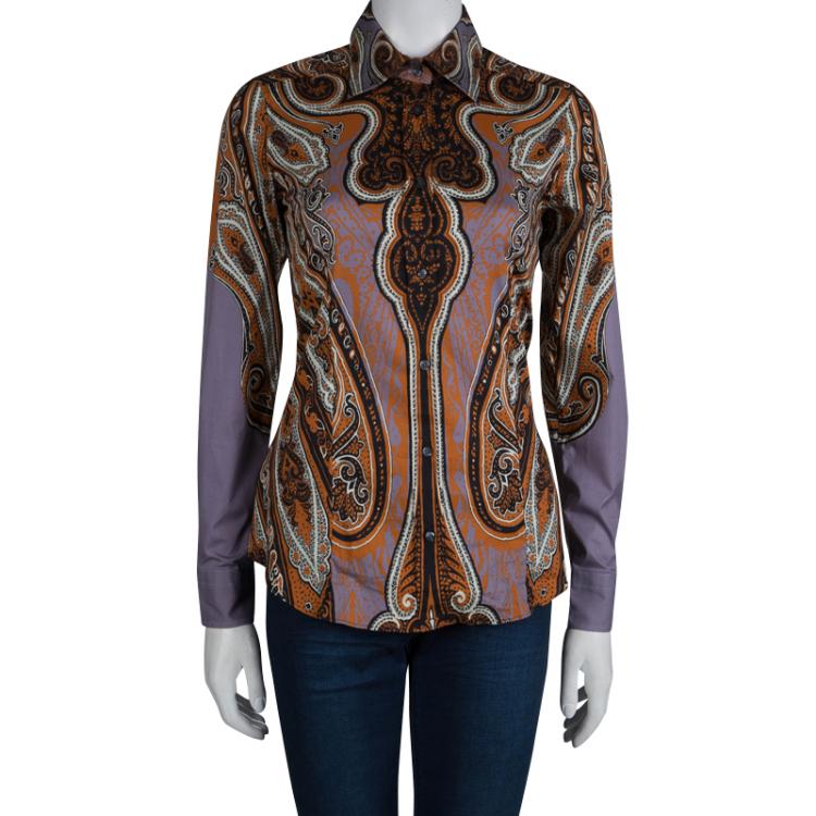 Pre Owned Etro Multicolor Printed Cotton Long Sleeve Button Front Shirt S