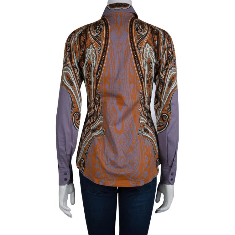 Pre Owned Etro Multicolor Printed Cotton Long Sleeve Button Front Shirt S