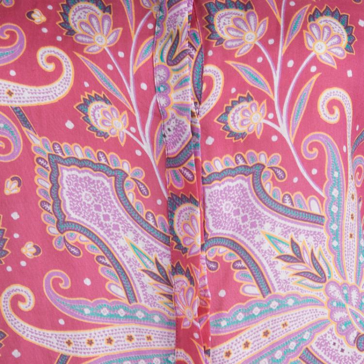 Pre Owned Etro Pink Ramie Floral Paisley Printed Button Down Shirt L