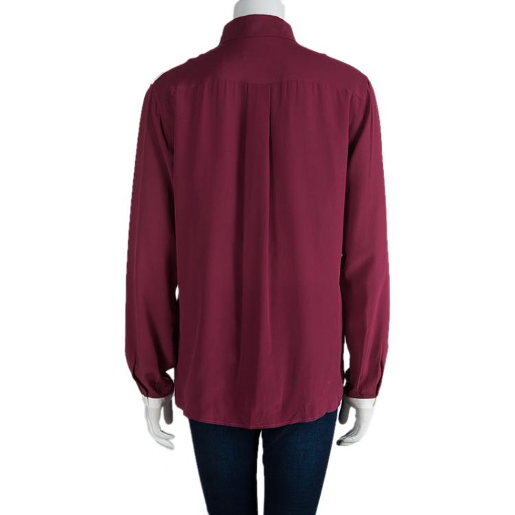 Pre Owned Etro Pink Silk Pintuck Detail Contrast Trim Long Sleeve Blouse L