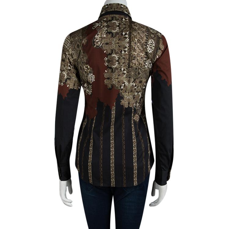 Pre Owned Etro Multicolor Printed Cotton Long Sleeve Button Front Shirt S
