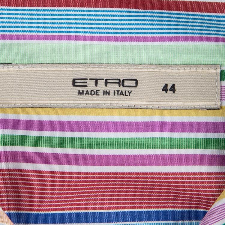 مملوكة مسبقًا Etro Multicolor Striped Printed Cotton Long Sleeve Shirt M