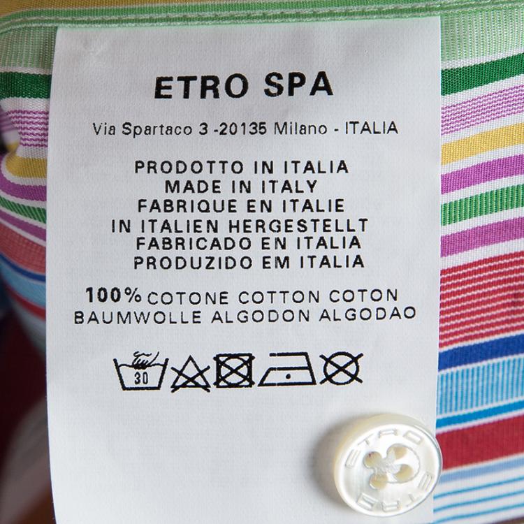 مملوكة مسبقًا Etro Multicolor Striped Printed Cotton Long Sleeve Shirt M