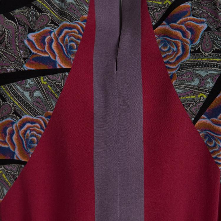 Pre Owned Etro Multicolor Printed Silk Cap Sleeve Sheath Dress M