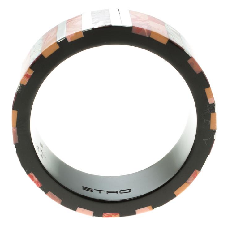 Pre Owned Etro Multicolor Inlay Wide Bangle Bracelet 20cm
