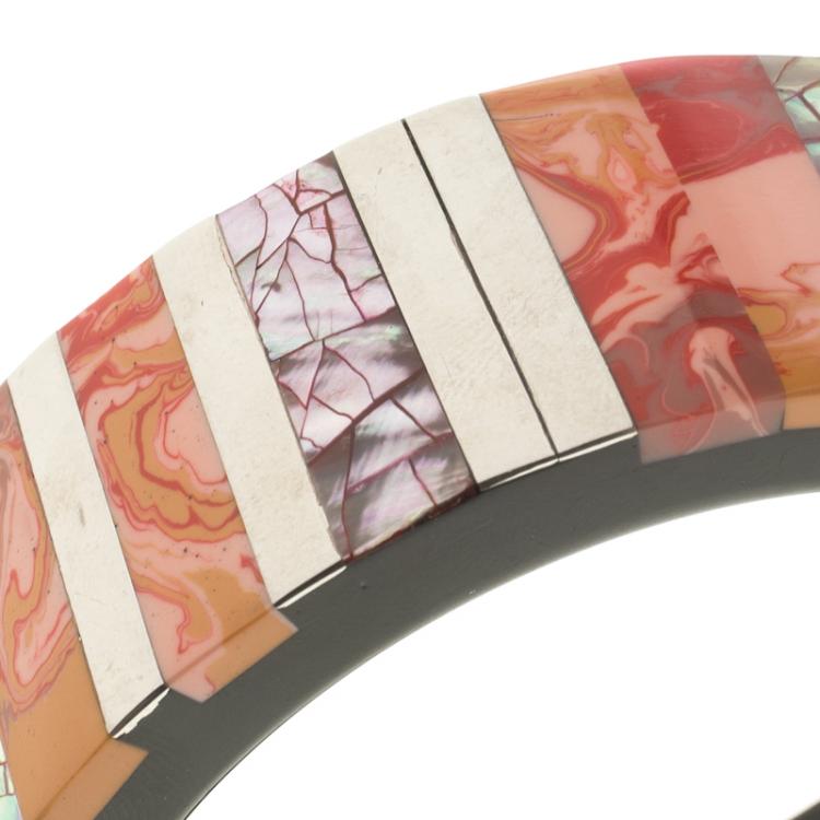 Pre Owned Etro Multicolor Inlay Wide Bangle Bracelet 20cm