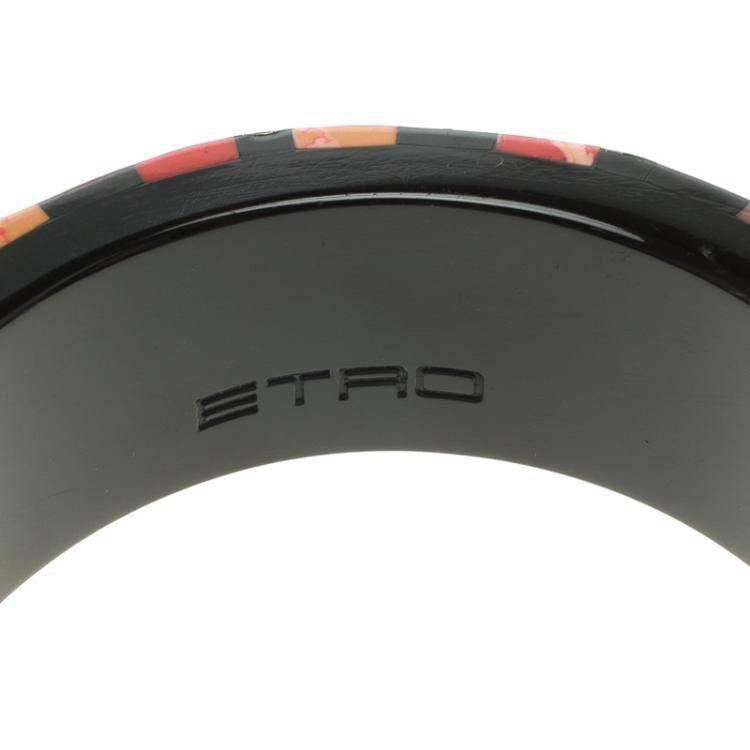 Pre Owned Etro Multicolor Inlay Wide Bangle Bracelet 20cm