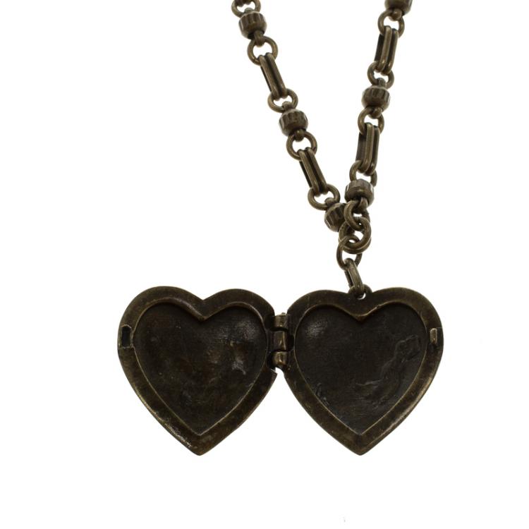 Pre Owned Etro Heart Locket Brass Necklace
