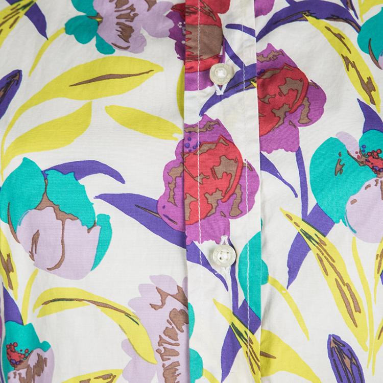 Pre Owned Etro Multicolor Floral Printed Long Sleeve Button Front Shirt L