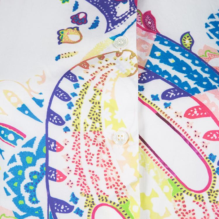 Pre Owned Etro Multicolor Paisley Printed Cotton Long Sleeve Shirt Dress M