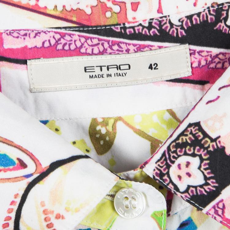Pre Owned Etro Multicolor Paisley Printed Cotton Long Sleeve Shirt Dress M