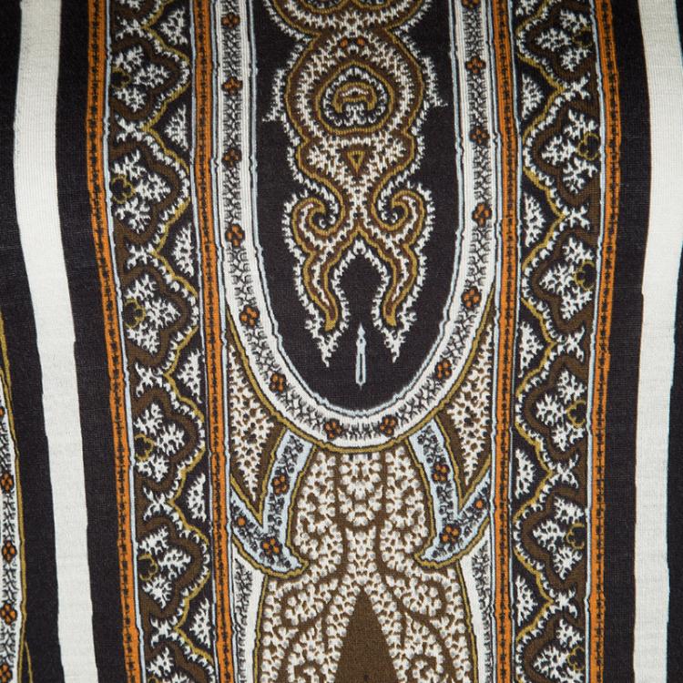 Pre Owned Etro Multicolor Ethnic Print Jersey Long Sleeve Top M