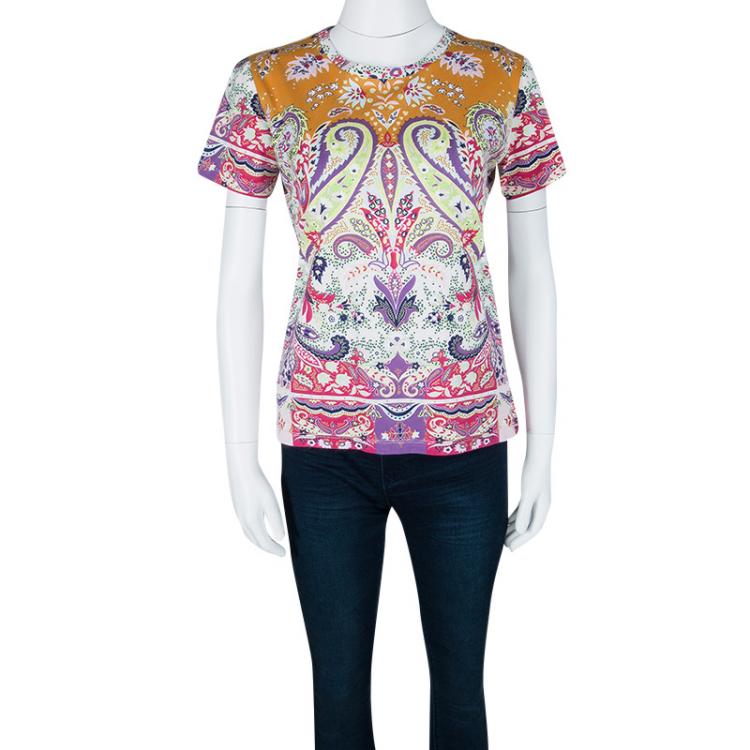 مملوكة مسبقًا Etro Multicolor Paisley Print Short Sleeve T-Shirt M