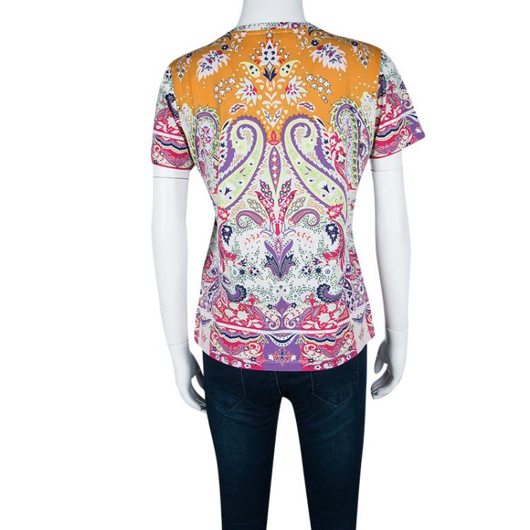 مملوكة مسبقًا Etro Multicolor Paisley Print Short Sleeve T-Shirt M