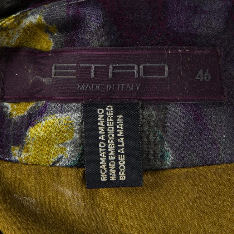 Pre Owned Etro Multicolour Print Embellished Waist Detail Short Sleeve Dress L