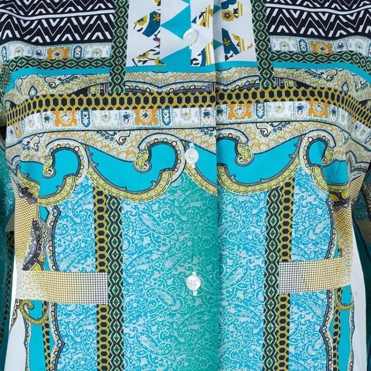 Pre Owned Etro Multi-Printed Cotton Shirt M