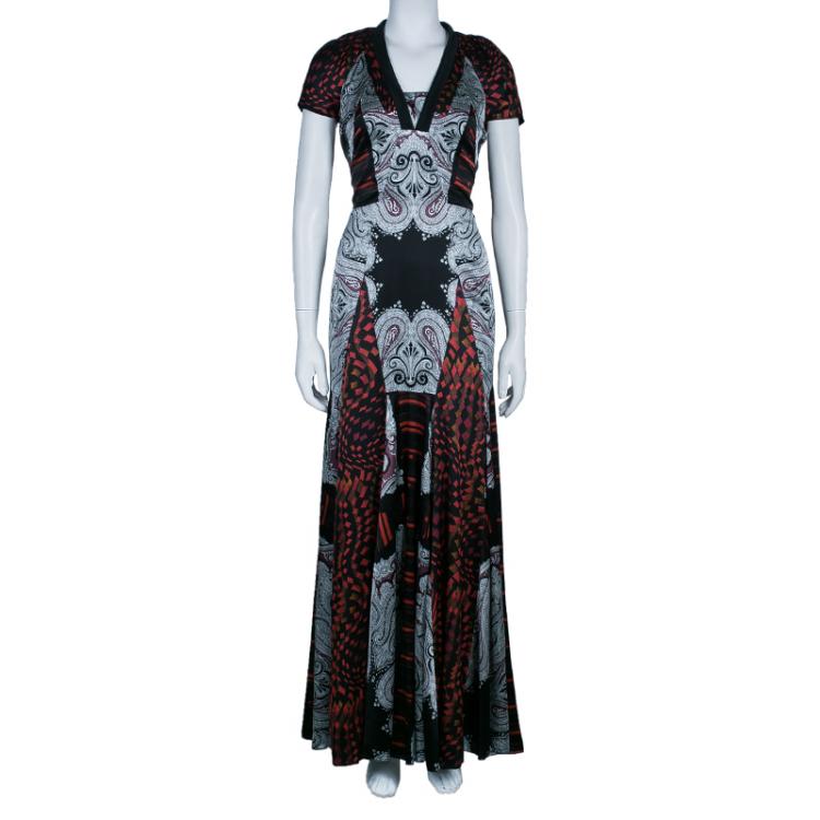 Pre Owned Etro Multicolor Printed Silk Gown M