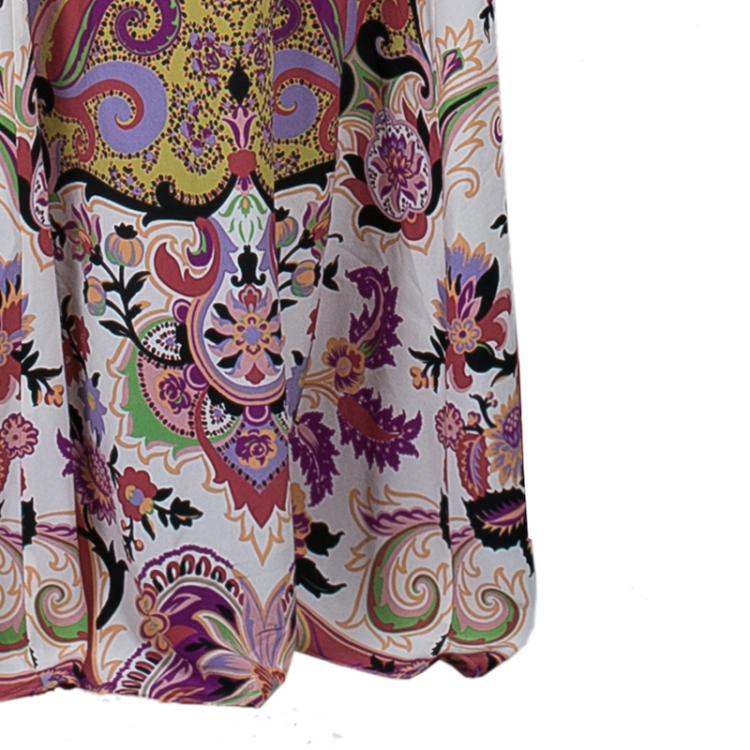 Pre Owned Etro Multicolor Printed Short Sleeve Maxi Dress L