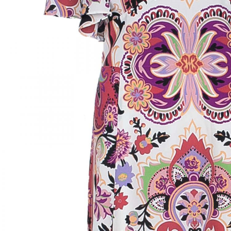 Pre Owned Etro Multicolor Printed Short Sleeve Maxi Dress L