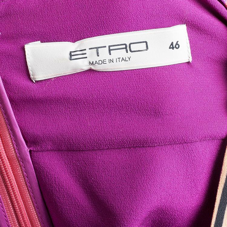 Pre Owned Etro Multicolor Printed Short Sleeve Maxi Dress L