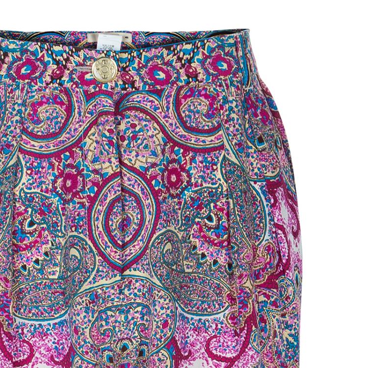 Pre Owned Etro Pink Multicolor Silk Trousers L